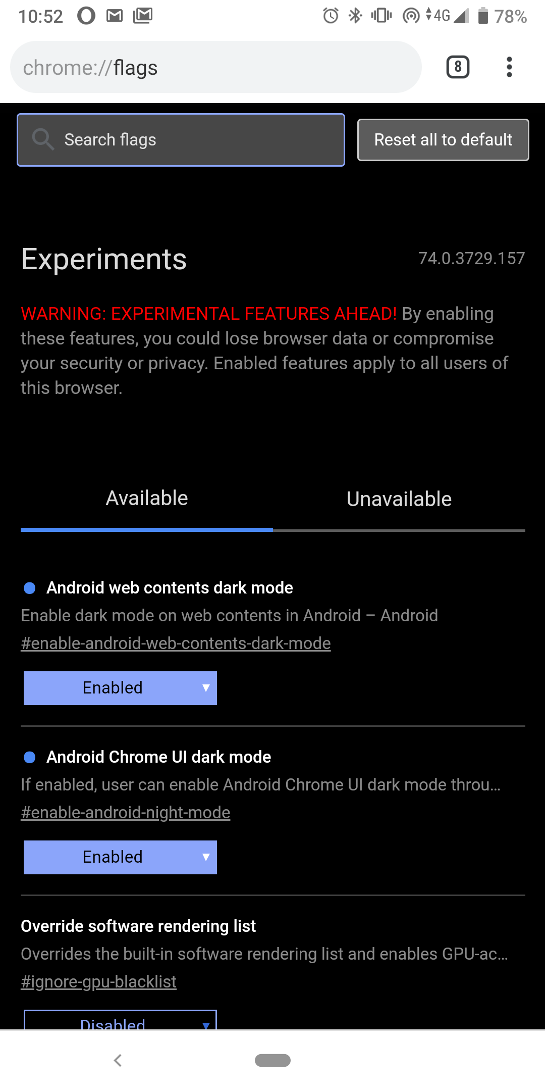 dark mode google chrome android phone