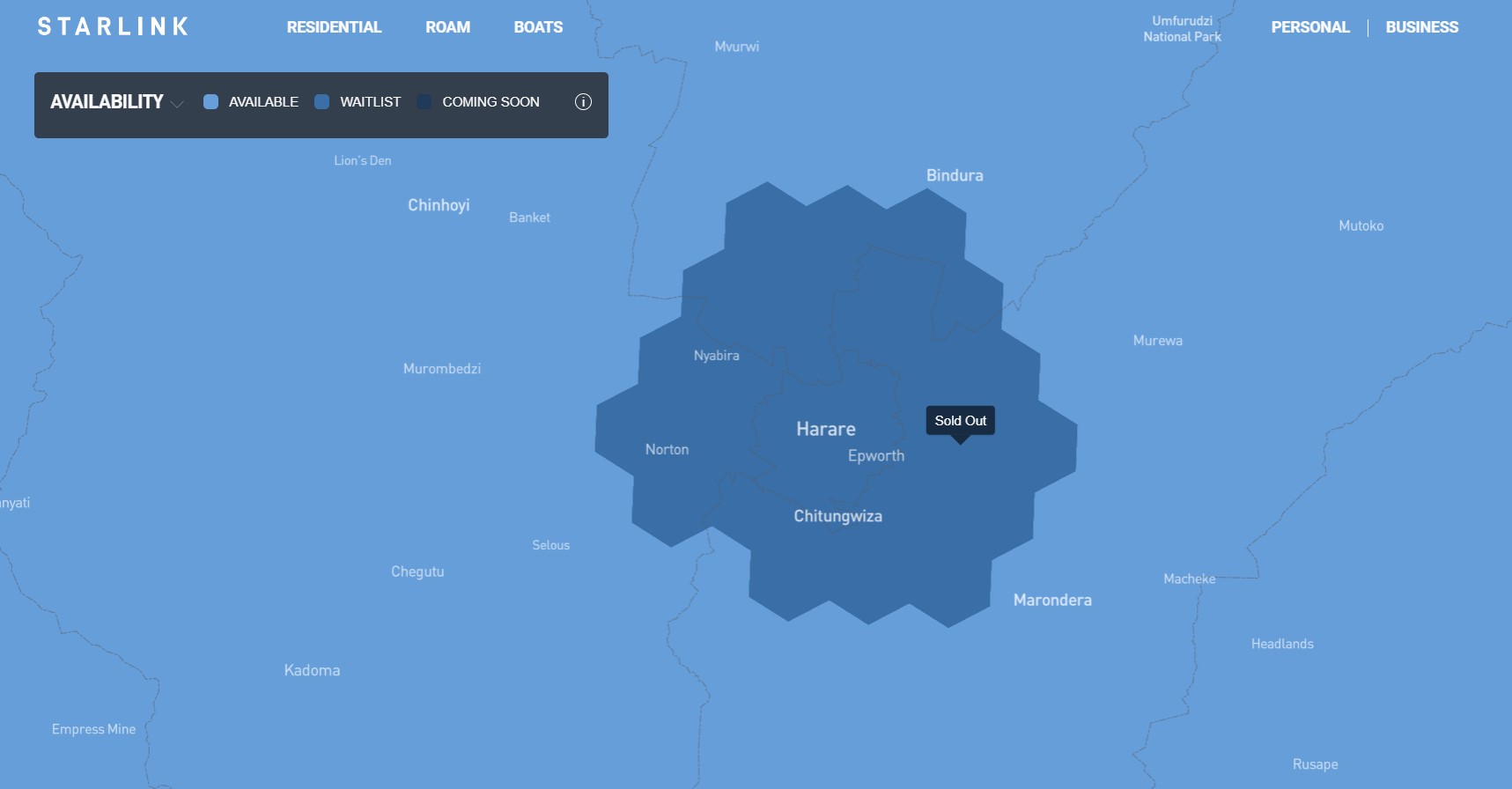 Starlink Now “Sold Out” In Areas Surrounding Harare